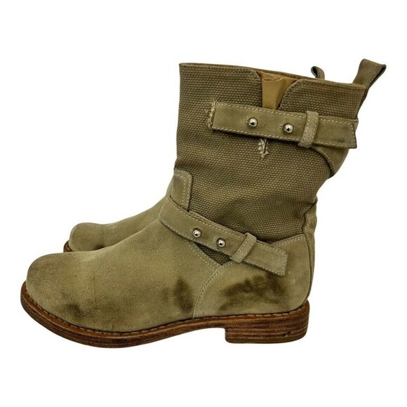 Rag & Bone Womens Size 8 Suede Textured Double Strap Distressed Moto Boots - Picture 4 of 9